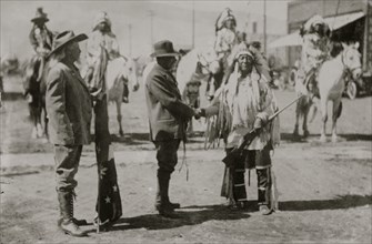 Prince of Monaco Meets and greets Buffalo Bill Cody and a Native American Chief