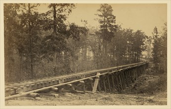 Railroad bridge with timber trestles 1863