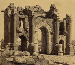 Remains of Roman Arch of Trajan at Thamugadi (Timgad), Algeria. 1875