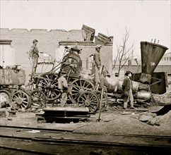 Richmond, Va. Crippled locomotive, Richmond & Petersburg Railroad depot 1865
