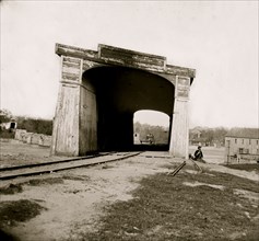 Richmond, Va. Ruins of Richmond & Danville Railroad bridge 1865