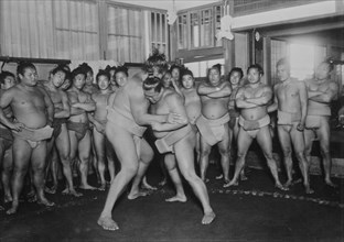 Room Packed with Sumo Wrestlers in Stable