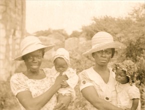Two women with children, Old Bight, Cat Island, Bahamas, 1935