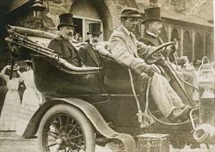 Russian envoys Serge Witte and Baron de Rosen in an automobile 1905