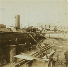 Russian ships being repaired in dry dock, Port Arthur 1905