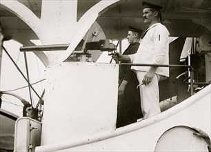 Sailors at rapid fire gun on Dutch ship "Utrecht" 1909