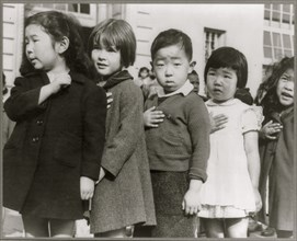 Evacuated Japanese Children Pledge their allegiance to the US 1942