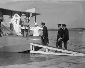Santa Claus Arrives by Seaplane selling Christmas Seals for Tuberculosis 1923