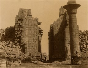 Section of bas-relief pylon of the Ramesseum, the mortuary temple of Ramses II. 1880