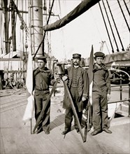 Signalmen of Rear Admiral John A. Dahlgren's flagship receiving a message from the Georgia shore 1864