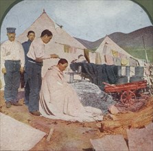 Soldiers' barber shop in Japanese camp 1905
