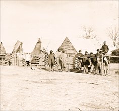 Soldiers in camp both White & African Americans 1863
