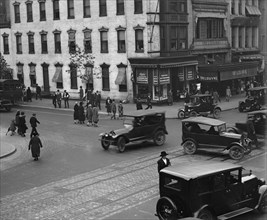 Street Corner in Washington DC with and growing traffic 1924