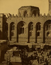 Street scene in front of the Mosque of Sultan Qalawun. 1880