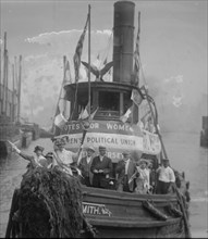 Suffragettes Take to the River in a Tug Boat to Post Banners in Search of Equality