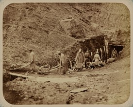 Syr Darya oblast. Tatarinov coal mine of the Chimkent uezd. Hauling coal from the underground tunnels 1867