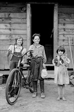 Beautiful Children with Bike and a Cat 1939