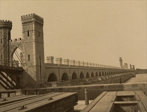 Toll bridge on the Nile River. 1880