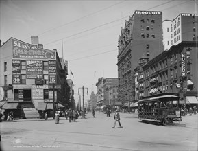 Trolleys & Pedestrians on Main Street in Buffalo, New York 1900