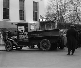Truck marked as the Turkey Special Delivers a turkey to the White House for Thanksgiving 1922