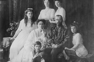 Tsar Nicholas and Alexandra Pose with third Children Before the Revolution 1910