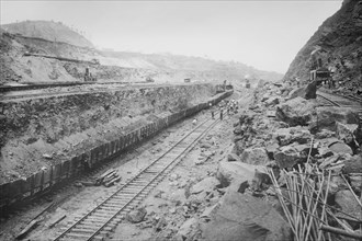 Twin Tracks Loaded with Earth Removed from Panama Canal Bed 1908