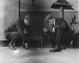 Two Gamblers Throw Craps for Money with Dollars on Floor 1920