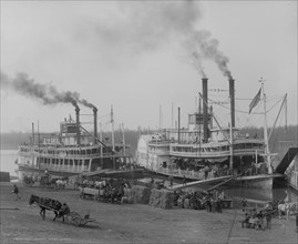 Two Steamboats Along the Levee at the Mississippi River 1903