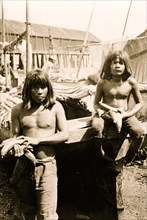 Panama - San Blas--Native Indians at beach market 1910