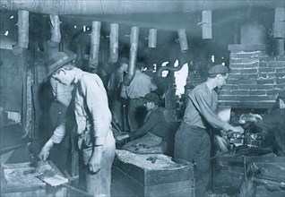 Typical Night Scene In an Indiana Glass Works 1908