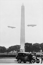 Blimps practice over the Washington Monument 1927
