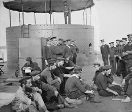 Union Navy Sailors relax on Board a Monitor Vessel 1864
