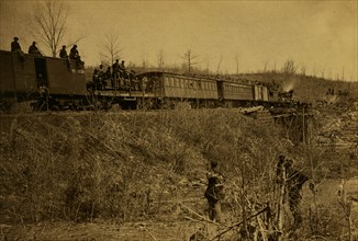 First train across Bull Run Bridge, spring of 1863 1863