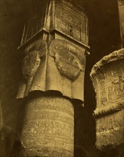 Upper part of a column in the Temple of Hathor, located in Dendara, Egypt. 1880