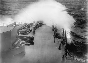 US Battleship Breaks the Ocean Waves 1913