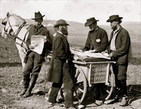 Virginia. Newspaper vendor and cart in camp 1863