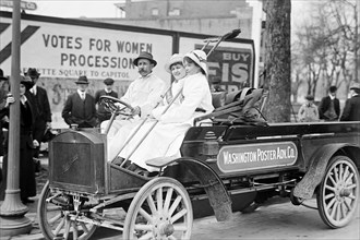 Washington poster Advertising Company Truck Carries Suffragettes 1914
