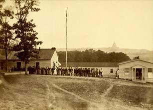 Washington, D.C. Band before officers' quarters at Harewood Hospital 1864