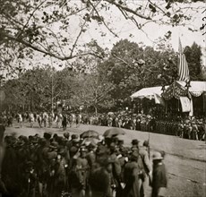 Washington, D.C. Cavalry unit passing Presidential reviewing stand 1865