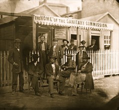 Washington, D.C. Group of Sanitary Commission workers at the entrance of the Home Lodge 1865