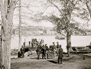 Washington, D.C. Guards at ferry landing on Mason's Island examining a pass 1863