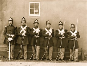 Washington, D.C. Six marines with fixed bayonets at the Navy Yard 1864