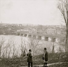 Washington, D.C. The Aqueduct bridge and Georgetown from the Virginia bank 1863