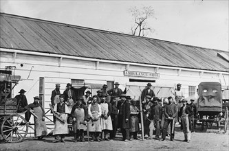 Washington, D.C. Workmen in front of the Ambulance Shop 1865