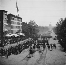 Washington, District of Columbia. The Grand Review of the Army. Gen. Jefferson C. Davis, staff and 19th Army Corps passing on Pennsylvania Avenue near the Treasury 1865