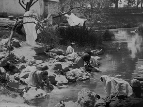 Washing Clothing at Hot Springs in Mexico 1900