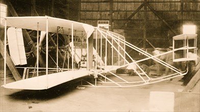 Wright aeroplane, in hangar, Washington 1908