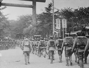 Officers visiting Yasukuni Shrine on Festival