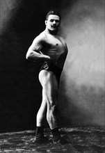Bodybuilder's Shadowed Front and Right Profile