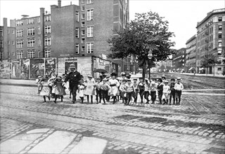 Crossing Guard with Schoolchildren, New York City 1899